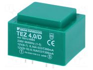 Transformer: encapsulated; 4VA; 230VAC; 12V; 12V; 166.6mA; 166.6mA BREVE TUFVASSONS