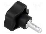 Knob; Ø: 32mm; Ext.thread: M6; 16mm; H: 23mm; technopolymer PP 