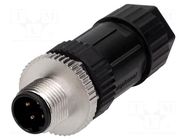 Connector: M12; plug; PIN: 4; male; D code-Ethernet; for cable; IP67 AMPHENOL LTW