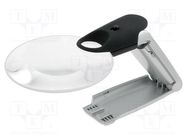 Desktop magnifier with backlight; x2÷x4; Ø90mm; L: 220mm NEWBRAND