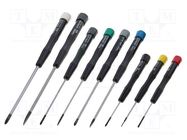 Kit: screwdrivers; Phillips cross,precision,slot; 9pcs. NEWBRAND