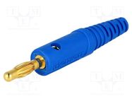 Plug; 4mm banana; 10A; 33VAC; 70VDC; blue; Max.wire diam: 2mm SCHÜTZINGER