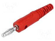 Connector: 4mm banana; plug; 10A; 33VAC; 70VDC; red; nickel plated SCHÜTZINGER