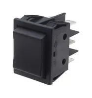 ROCKER SW, DPDT, 16A, 250VAC, BLK, PANEL
