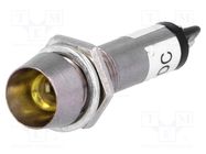 Indicator: LED; recessed; yellow; 12VDC; Ø8.2mm; IP40; metal 