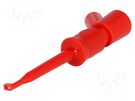 Clip-on probe; hook type; 6A; 60VDC; red; Grip capac: max.2mm; 2mm HIRSCHMANN T&M