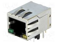 Connector: RJ45; socket; PIN: 8; shielded,with LED; Layout: 8p8c AMPHENOL COMMUNICATIONS SOLUTIONS