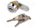 Lock; zinc and aluminium alloy; 15mm; chromium; Key code: 827 RST ROZTOCZE