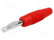 Connector: 4mm banana; plug; 30A; 60VDC; red; non-insulated; 3mΩ HIRSCHMANN T&M