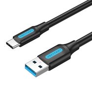 USB 3.0 A to USB-C Cable Vention COZBG 3A 1.5m Black PVC, Vention