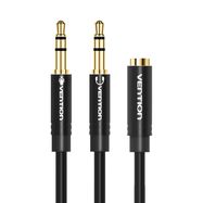 Cable Audio 2x 3.5mm male to 3,5mm female Vention BBUBY 0.3m Black, Vention