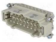 Connector: HDC; contact insert; male; Han E®; PIN: 16; 16+PE; 16A HARTING