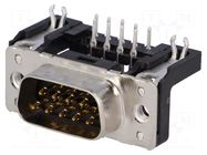 Connector: D-Sub; PIN: 9; socket; male; on PCBs; angled 90°; THT; M3 HARTING