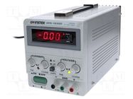 Power supply: laboratory; single-channel,linear; 0÷18VDC; 0÷3A GW INSTEK