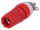 Socket; 4mm banana; 15A; 250VDC; L: 45mm; red; nickel plated CLIFF
