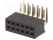 Socket; pin strips; female; PIN: 12; angled 90°; 1.27mm; THT; 2x6 CONNFLY