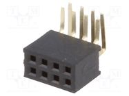Socket; pin strips; female; PIN: 8; angled 90°; 1.27mm; THT; 2x4 CONNFLY