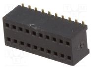 Socket; pin strips; female; PIN: 20; straight; 1.27mm; SMT; 2x10 CONNFLY