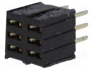 Socket; pin strips; female; PIN: 6; straight; 1.27mm; THT; 2x3 CONNFLY
