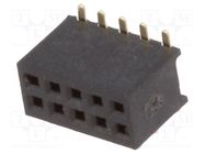 Socket; pin strips; female; PIN: 10; straight; 1.27mm; SMT; 2x5; 1A CONNFLY