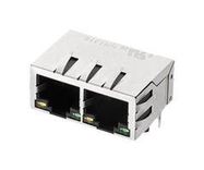 RJ45 CONN, R/A JACK, 8P8C, 2PORT, TH