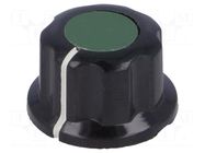 Knob; with flange; bakelite; Øshaft: 6.35mm; Ø16.5x11mm; green SR PASSIVES