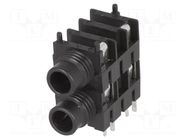 Connector: Jack 6,3mm; socket; female; mono,double; ways: 2; THT CLIFF