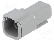 Connector: wire-wire; DTM; male; plug; for cable; PIN: 4; grey; IP68 DEUTSCH