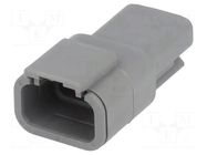 Connector: wire-wire; plug; male; DTM; for cable; PIN: 3; grey; IP68 DEUTSCH