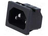 Connector: AC supply; socket; male; 10A; 250VAC; C14 (E); IEC 60320 ADAM TECH