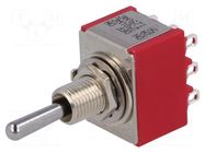 Switch: toggle; Pos: 3; 3P3T; ON-OFF-ON; 5A/125VAC; 5A/28VDC; brass IC SWITCHES