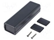 Enclosure: with panel; 1593; X: 36mm; Y: 114mm; Z: 26mm; ABS; black HAMMOND