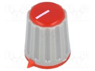 Knob; with pointer; Øshaft: 6mm; Ø15.3x18mm; Shaft: knurled; red SR PASSIVES