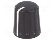 Knob; conical,with pointer; ABS; Øshaft: 6mm; Ø15.5x17.1mm; black SR PASSIVES