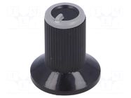 Knob; with flange; plastic; Øshaft: 6mm; Ø10x19mm; black; grey SR PASSIVES
