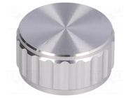 Knob; with pointer; aluminium; Øshaft: 6.35mm; Ø30x15mm; silver SR PASSIVES