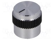 Knob; with pointer; aluminium; Øshaft: 6mm; Ø15x15mm; grey-black MENTOR
