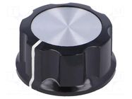 Knob; with flange; bakelite; Øshaft: 6.35mm; Ø29.6x16mm; silver SR PASSIVES