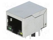 Socket; RJ45; PIN: 8; shielded,with LED; Layout: 8p8c; THT Amphenol Communications Solutions