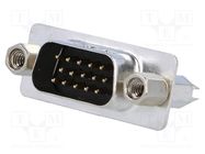 D-Sub HD; PIN: 15; socket; male; on PCBs,PCB snap; straight; THT Amphenol Communications Solutions