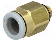 Push-in fitting; threaded,straight; -1÷10bar; brass; Thread: M5 SMC