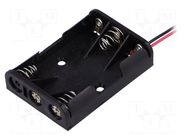 Holder; AAA,R3; Batt.no: 3; on panel; cables; 150mm KEYSTONE
