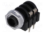 Connector: Jack 6,3mm; socket; female; mono,high; ways: 2; THT NINIGI