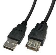 USB CABLE, 2.0 TYPE A PLUG-RCPT, 1M, BLK