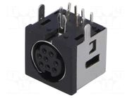 Connector: DIN mini; socket; female; PIN: 8; THT; angled 90° NINIGI