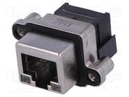Socket; RJ45; with LED; UL94V-0; IP67; for panel mounting; THT Amphenol Communications Solutions
