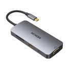 MOKiN 8in1 USB-C Adapter to 3x USB 3.0 + HDMI + USB-C + VGA + SD Card Reader + Micro SD Card Reader (silver), Mokin