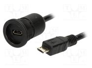 Cable; USB 2.0; USB B micro socket,USB B micro plug; 0.5m; IP65 ENCITECH