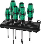 367/6 TORX® Screwdriver set Kraftform Plus and rack, 1 x TX 10x80; 1 x TX 15x80; 1 x TX 20x100; 1 x TX 25x100; 1 x TX 30x115; 1 x TX 40x130, Wera