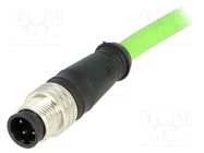 Connector: M12; plug; PIN: 4; male; D code-Ethernet; 5m; IP67; 30V 